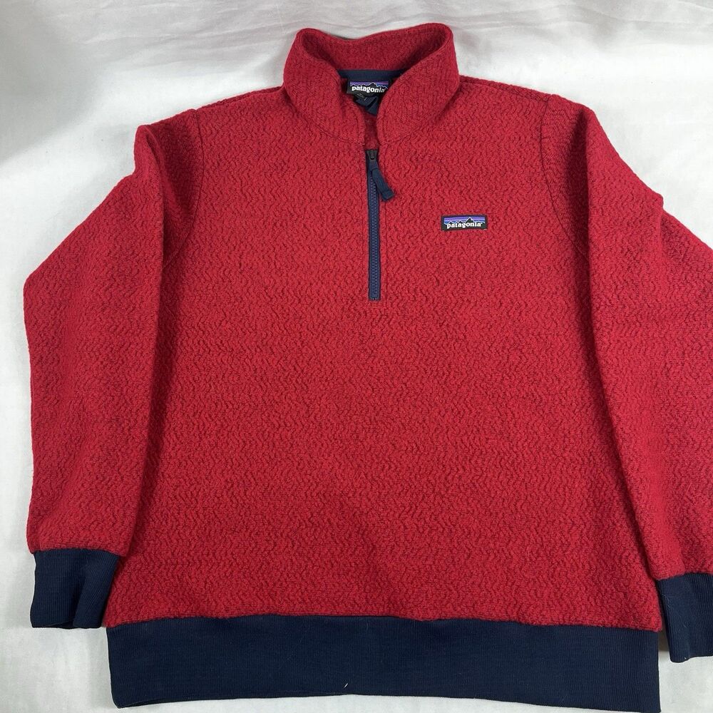 Patagonia Women's L Woolyester Quarter Zip Fleece Molten Lava Red